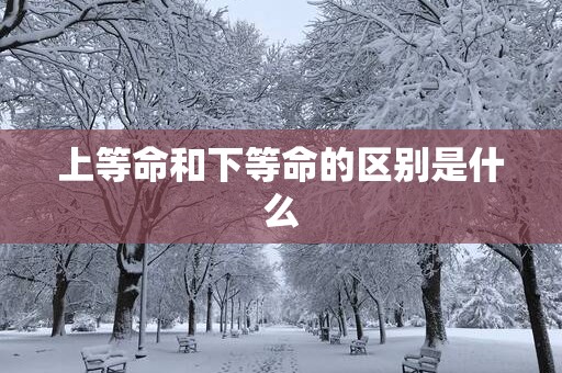 上等命和下等命的区别是什么