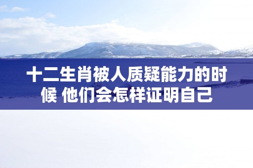 十二生肖被人质疑能力的时候 他们会怎样证明自己