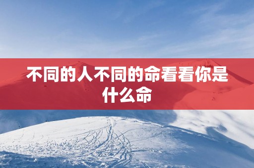 不同的人不同的命看看你是什么命