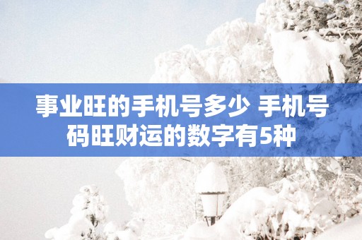 事业旺的手机号多少 手机号码旺财运的数字有5种