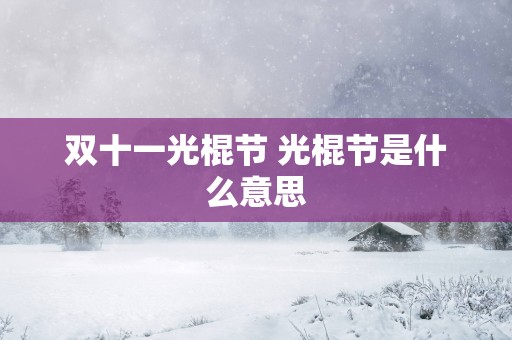 双十一光棍节 光棍节是什么意思