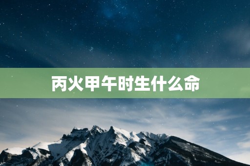 丙火甲午时生什么命
