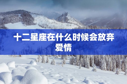 十二星座在什么时候会放弃爱情