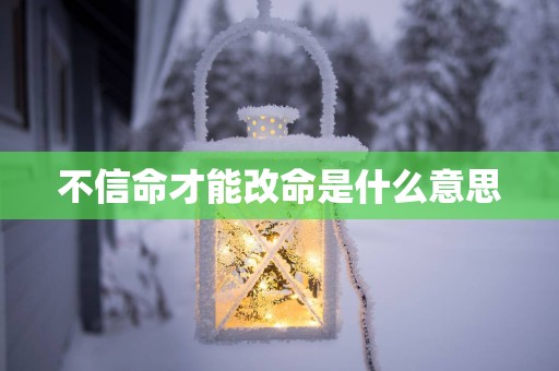 不信命才能改命是什么意思