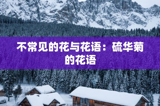 不常见的花与花语：硫华菊的花语