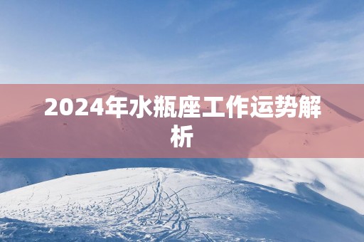 2024年水瓶座工作运势解析