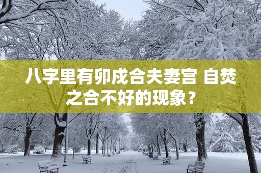 八字里有卯戍合夫妻宫 自焚之合不好的现象？