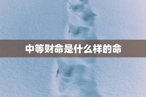 中等财命是什么样的命