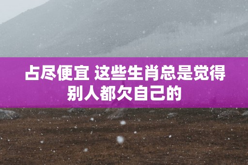 占尽便宜 这些生肖总是觉得别人都欠自己的