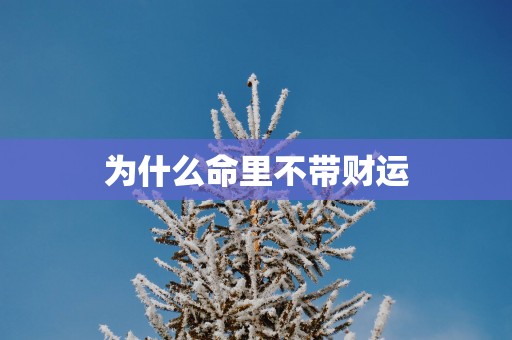 为什么命里不带财运