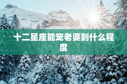 十二星座能宠老婆到什么程度