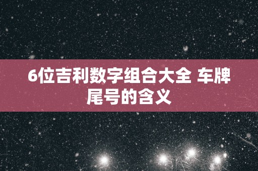 6位吉利数字组合大全 车牌尾号的含义