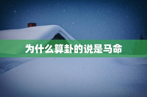 为什么算卦的说是马命