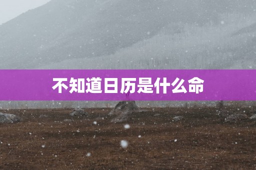 不知道日历是什么命