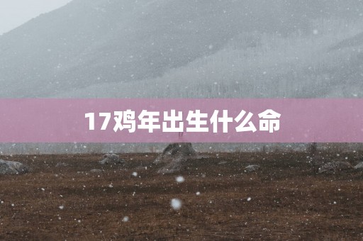 17鸡年出生什么命