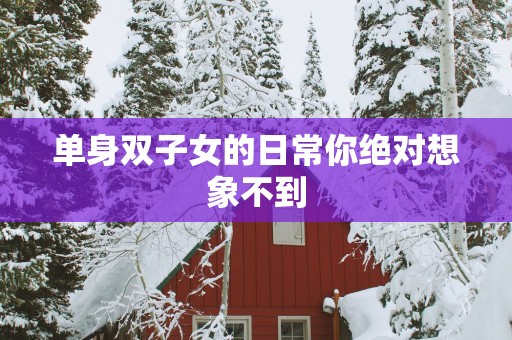 单身双子女的日常你绝对想象不到
