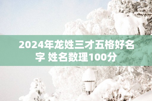 2025年龙姓三才五格好名字 姓名数理100分