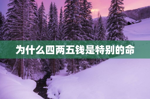 为什么四两五钱是特别的命