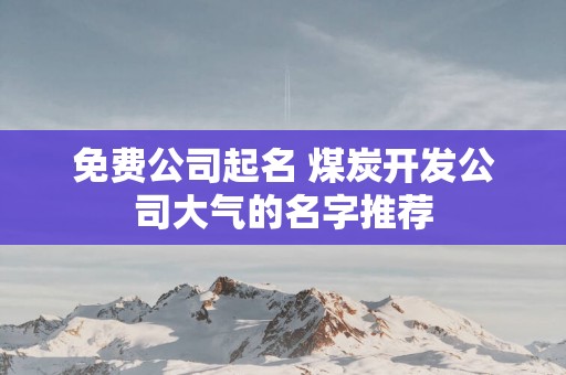 免费公司起名 煤炭开发公司大气的名字推荐
