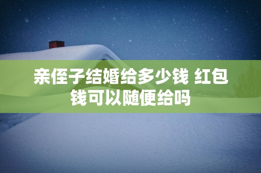 亲侄子结婚给多少钱 红包钱可以随便给吗