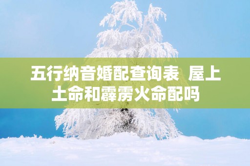 五行纳音婚配查询表  屋上土命和霹雳火命配吗