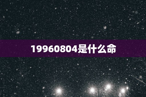 19960804是什么命