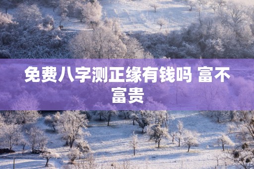 免费八字测正缘有钱吗 富不富贵