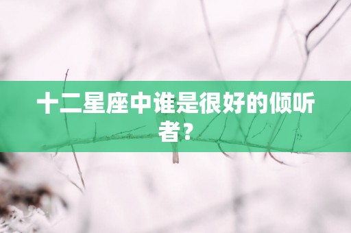 十二星座中谁是很好的倾听者？