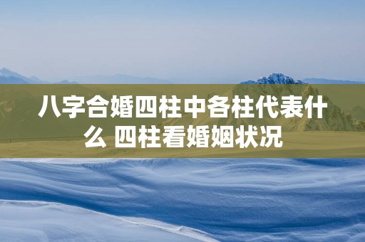 八字合婚四柱中各柱代表什么 四柱看婚姻状况