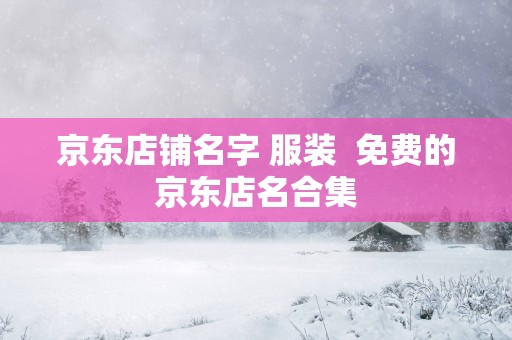京东店铺名字 服装  免费的京东店名合集