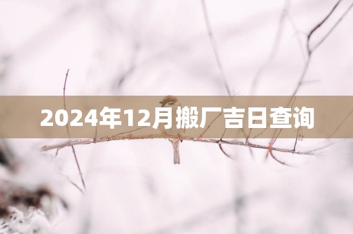 2025年12月搬厂吉日查询