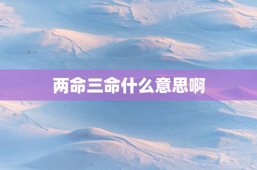 两命三命什么意思啊