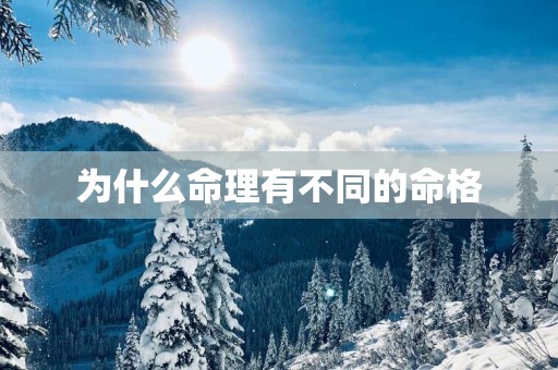 为什么命理有不同的命格