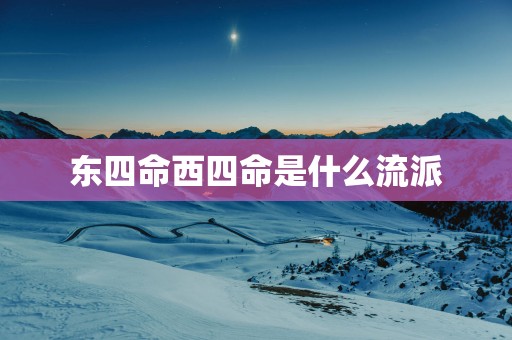东四命西四命是什么流派
