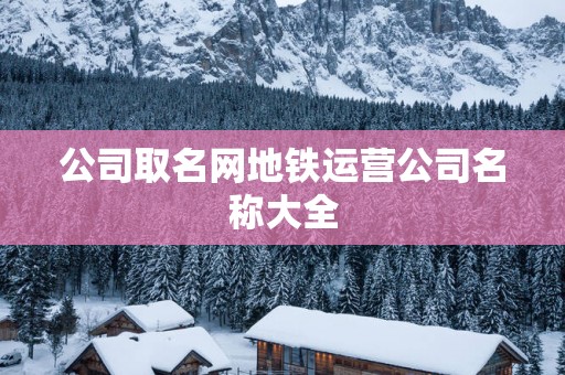 公司取名网地铁运营公司名称大全