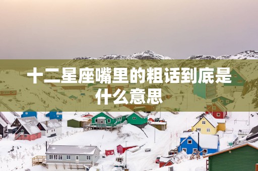 十二星座嘴里的粗话到底是什么意思