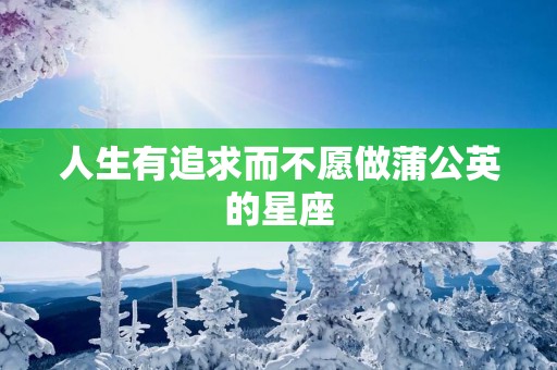 人生有追求而不愿做蒲公英的星座