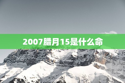 2007腊月15是什么命