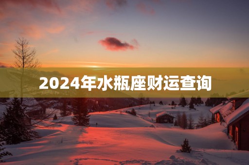 2024年水瓶座财运查询