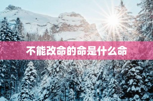不能改命的命是什么命