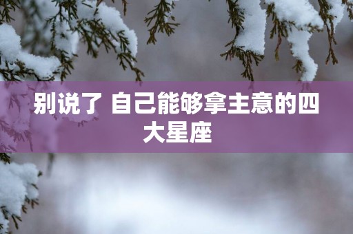 别说了 自己能够拿主意的四大星座