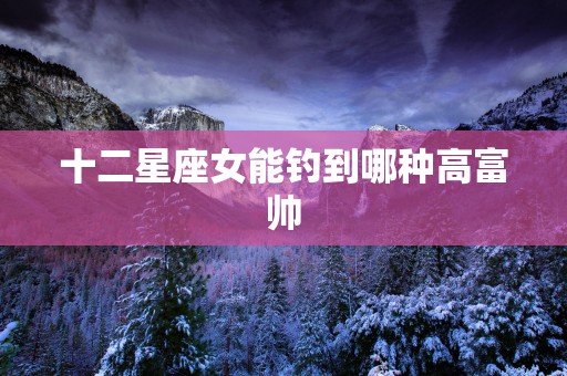 十二星座女能钓到哪种高富帅