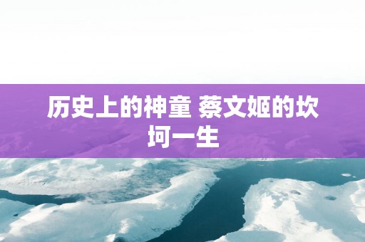 历史上的神童 蔡文姬的坎坷一生