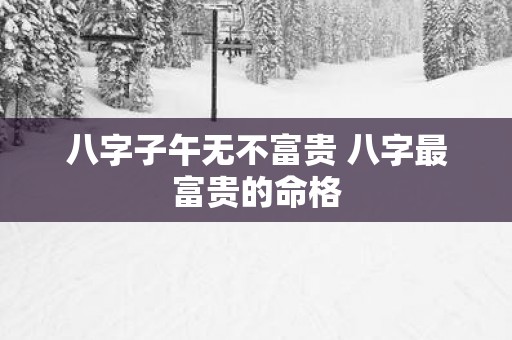 八字子午无不富贵 八字最富贵的命格