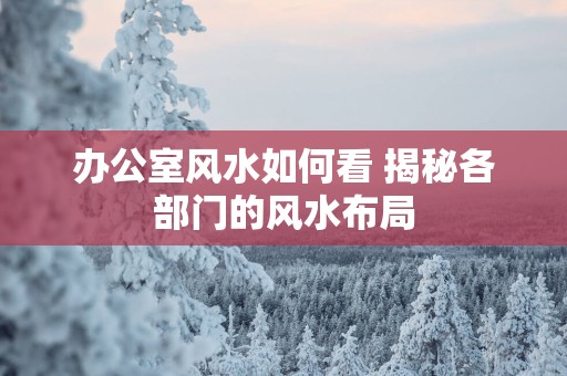 办公室风水如何看 揭秘各部门的风水布局