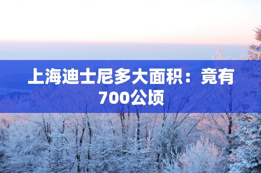 上海迪士尼多大面积：竟有700公顷