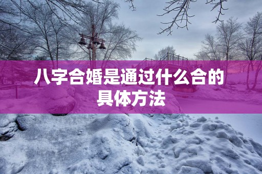八字合婚是通过什么合的 具体方法