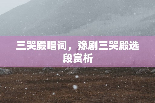 三哭殿唱词，豫剧三哭殿选段赏析