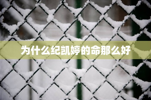 为什么纪凯婷的命那么好