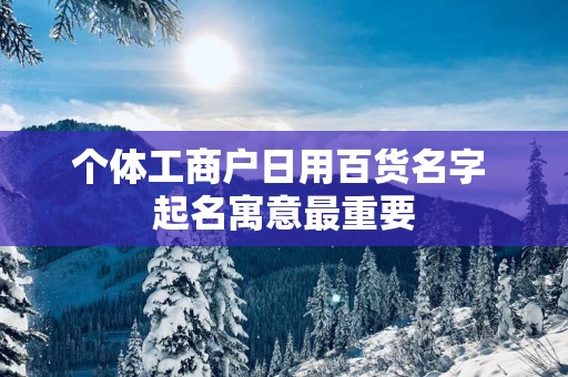 个体工商户日用百货名字 起名寓意最重要